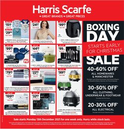 Catalogue Harris Scarfe BOXING DAY 2021 from 13/12/2021