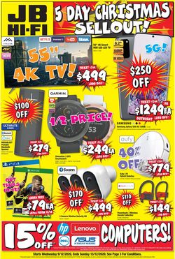 Catalogue JB Hi-Fi 5 Day Christmas Sellout from 09/12/2020