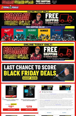 Current Cyber Monday and Black Friday catalogue Total Tools