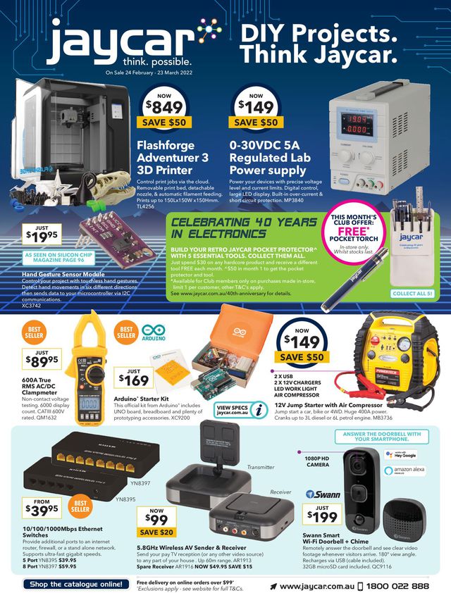 Jaycar Electronics Catalogue from 24/02/2022