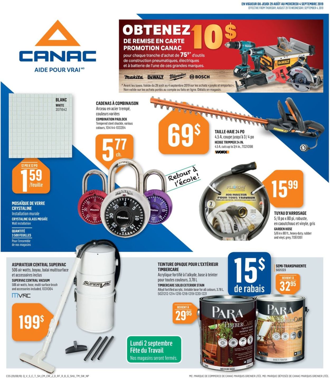 Canac Flyer from 08/29/2019