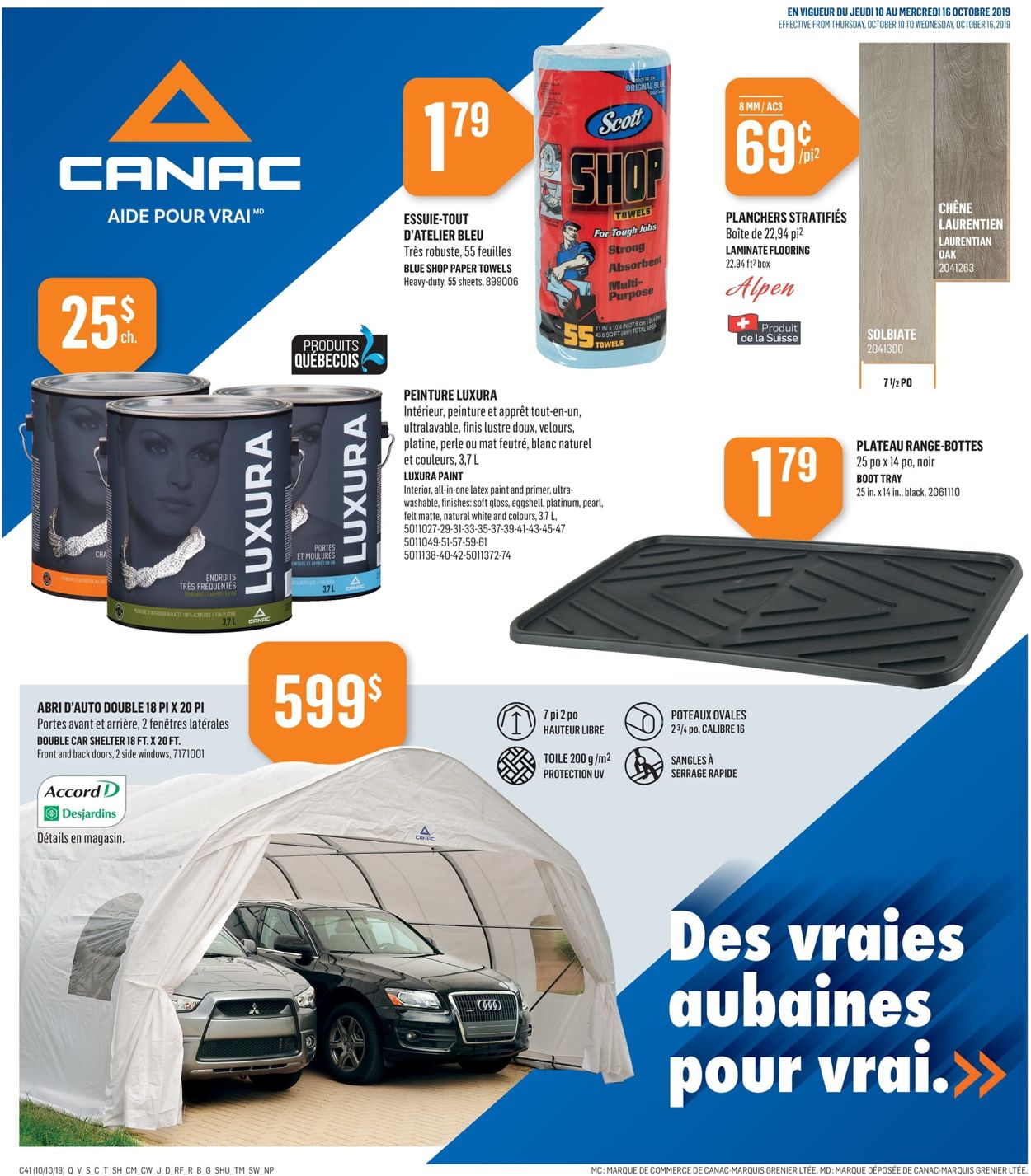 Canac Flyer from 10/10/2019