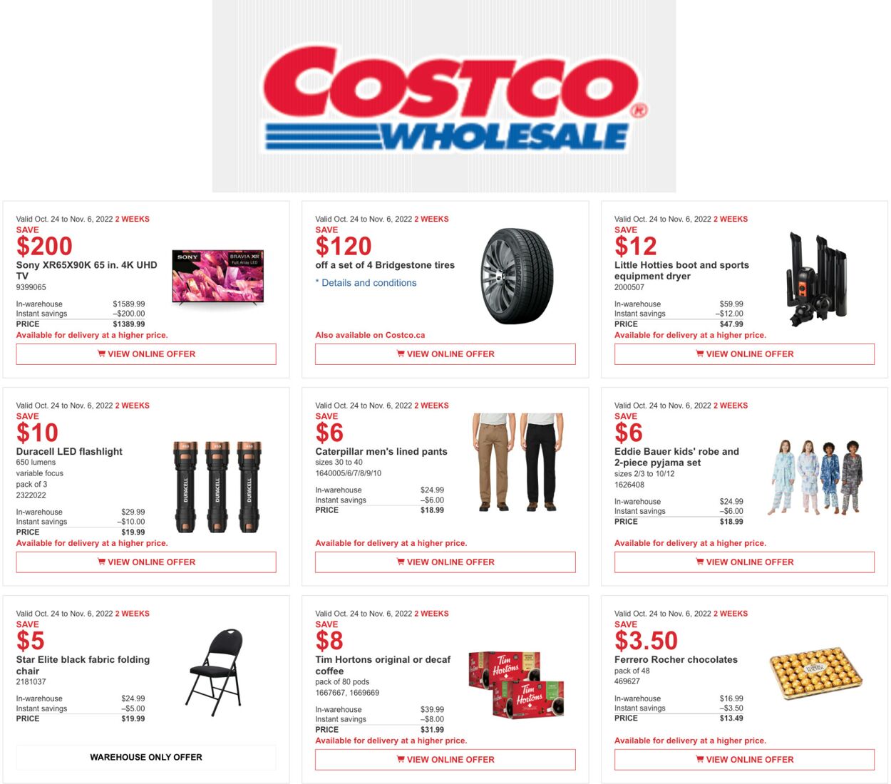 Costco Flyer from 10/24/2022