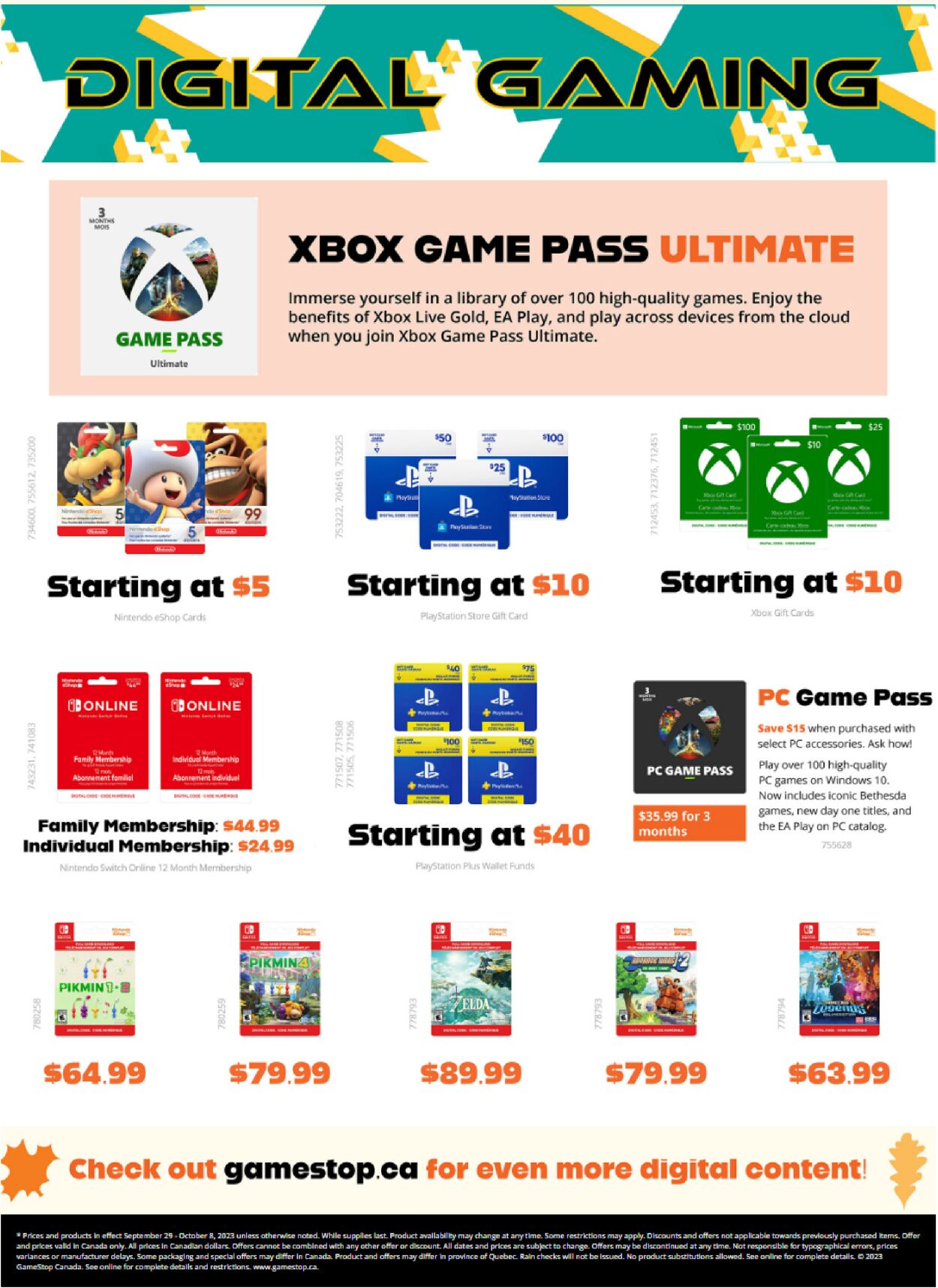 EB Games Flyer from 09/29/2023