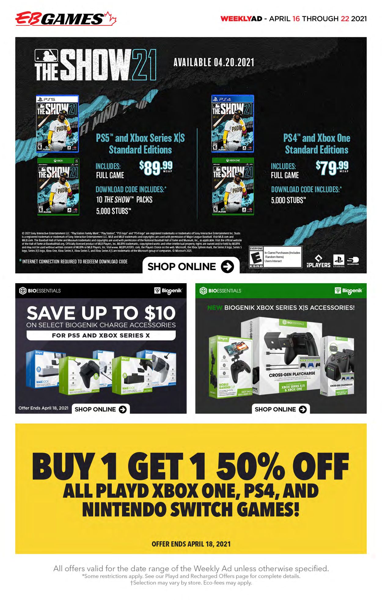 EB Games Flyer from 04/16/2021