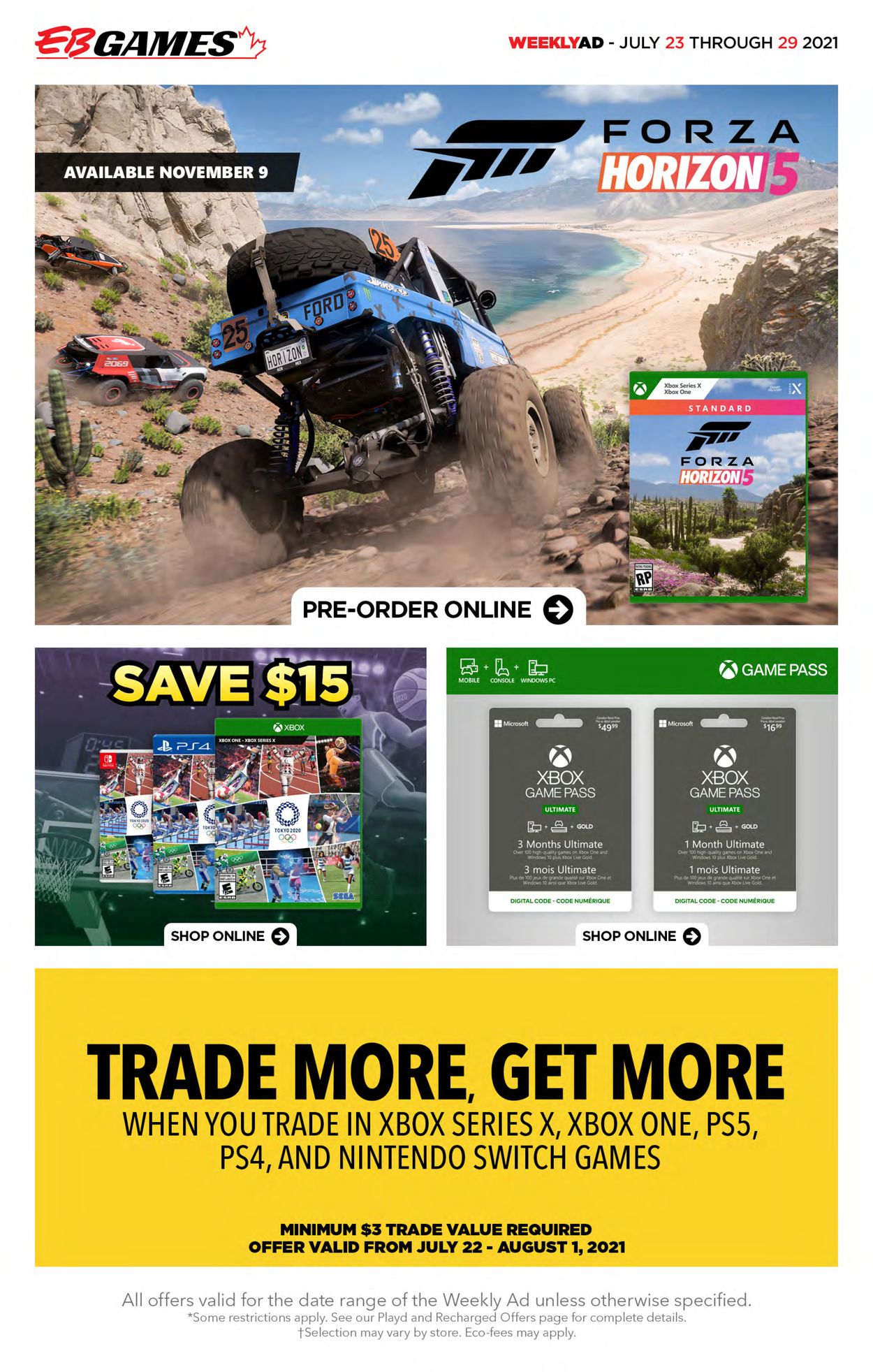EB Games Flyer from 07/23/2021