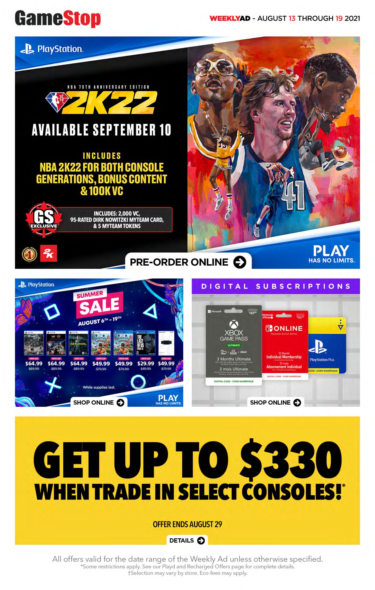 EB Games Flyer from 08/13/2021