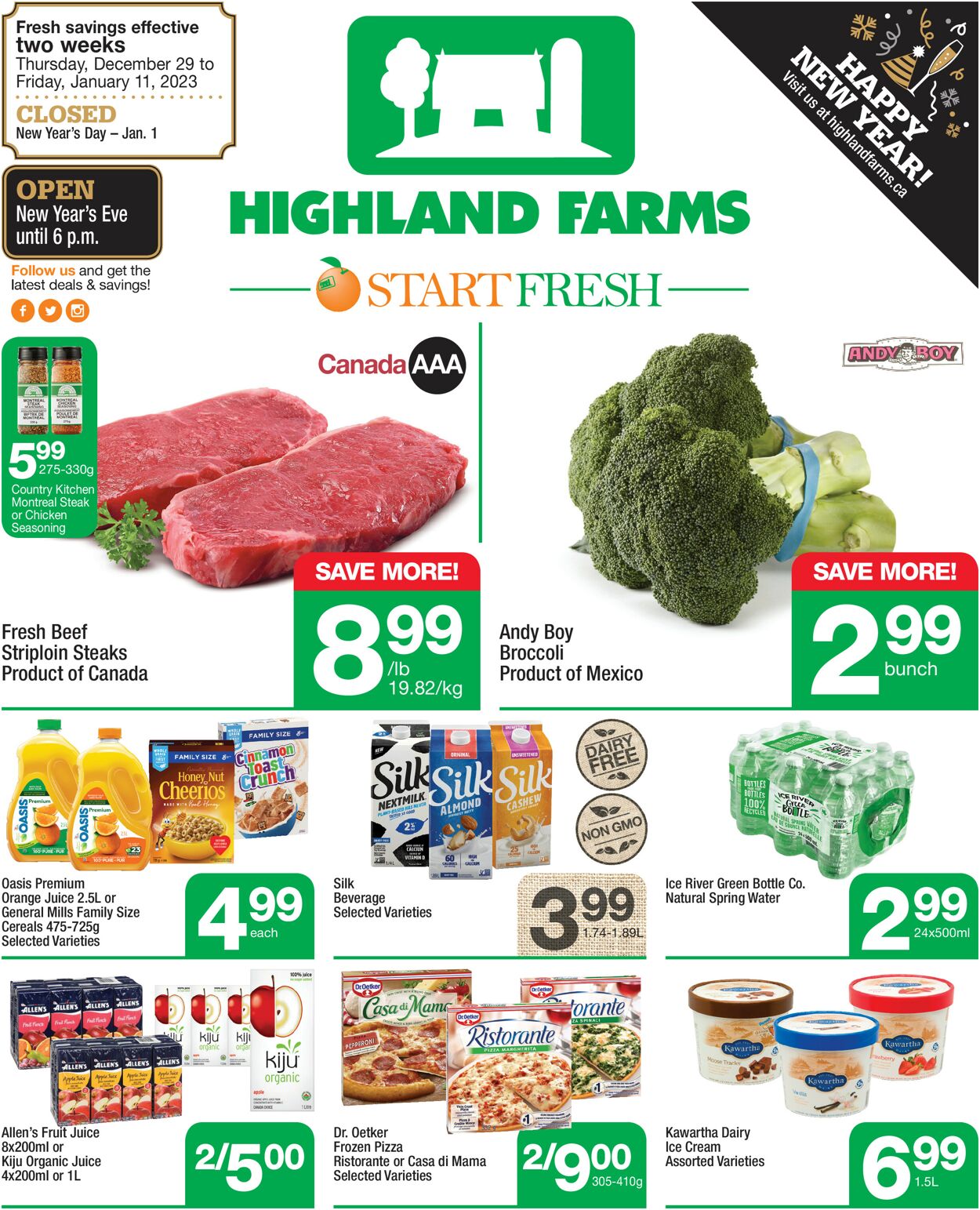 Highland Farms Flyer from 12/29/2022