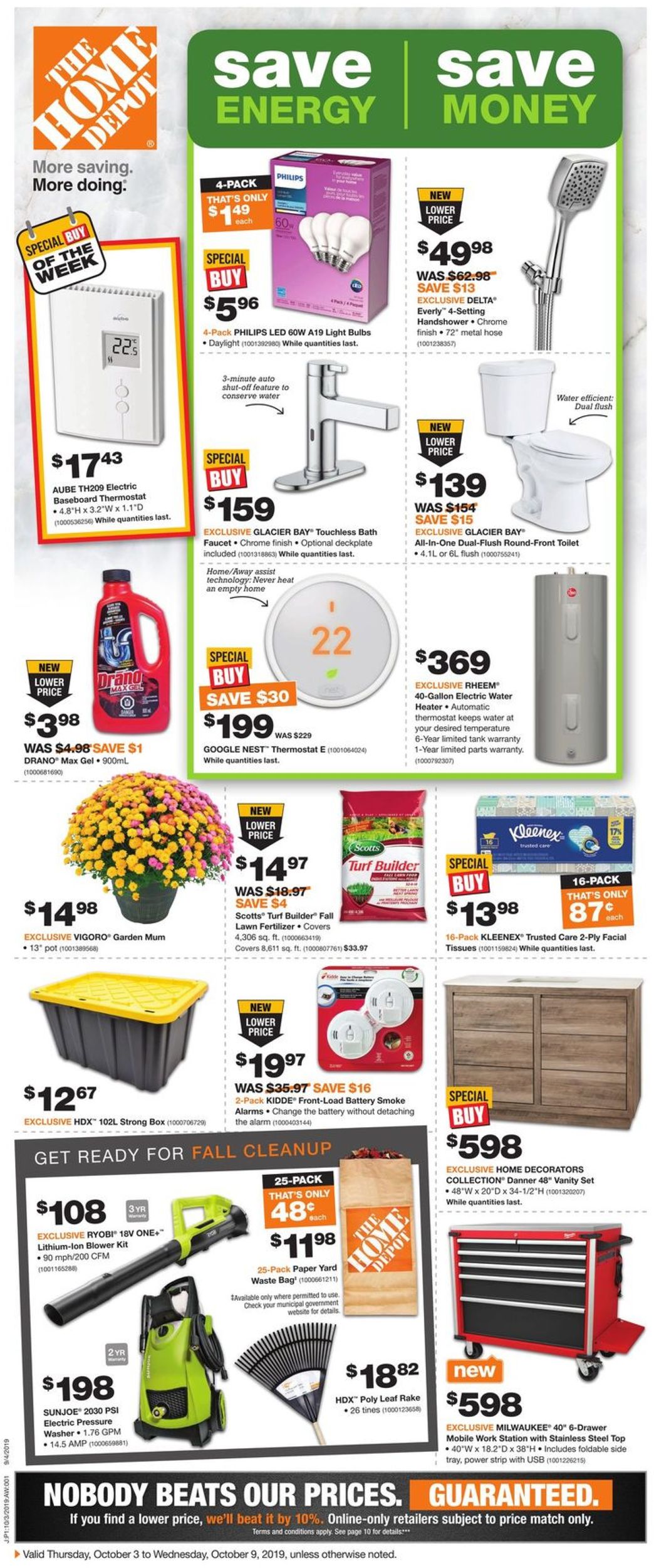 Home Depot Flyer from 10/03/2019