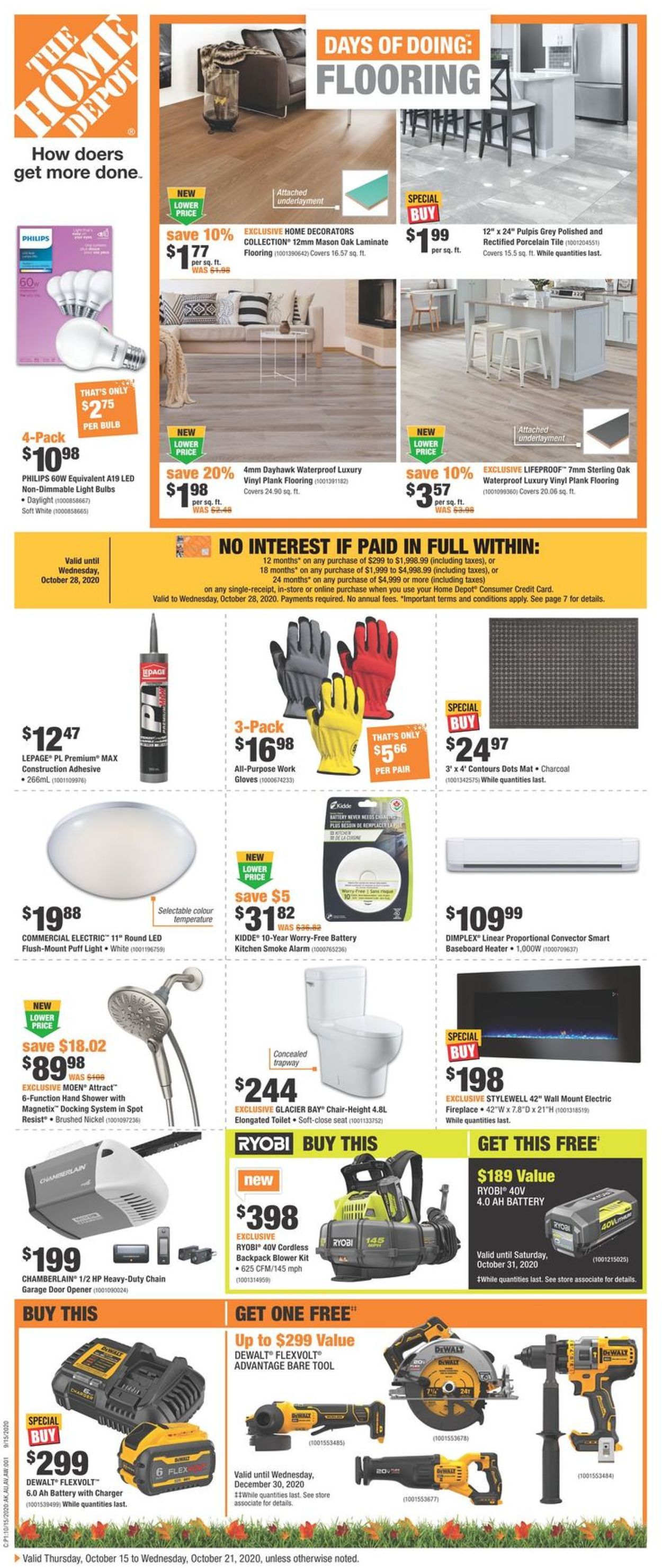 Home Depot Flyer from 10/15/2020
