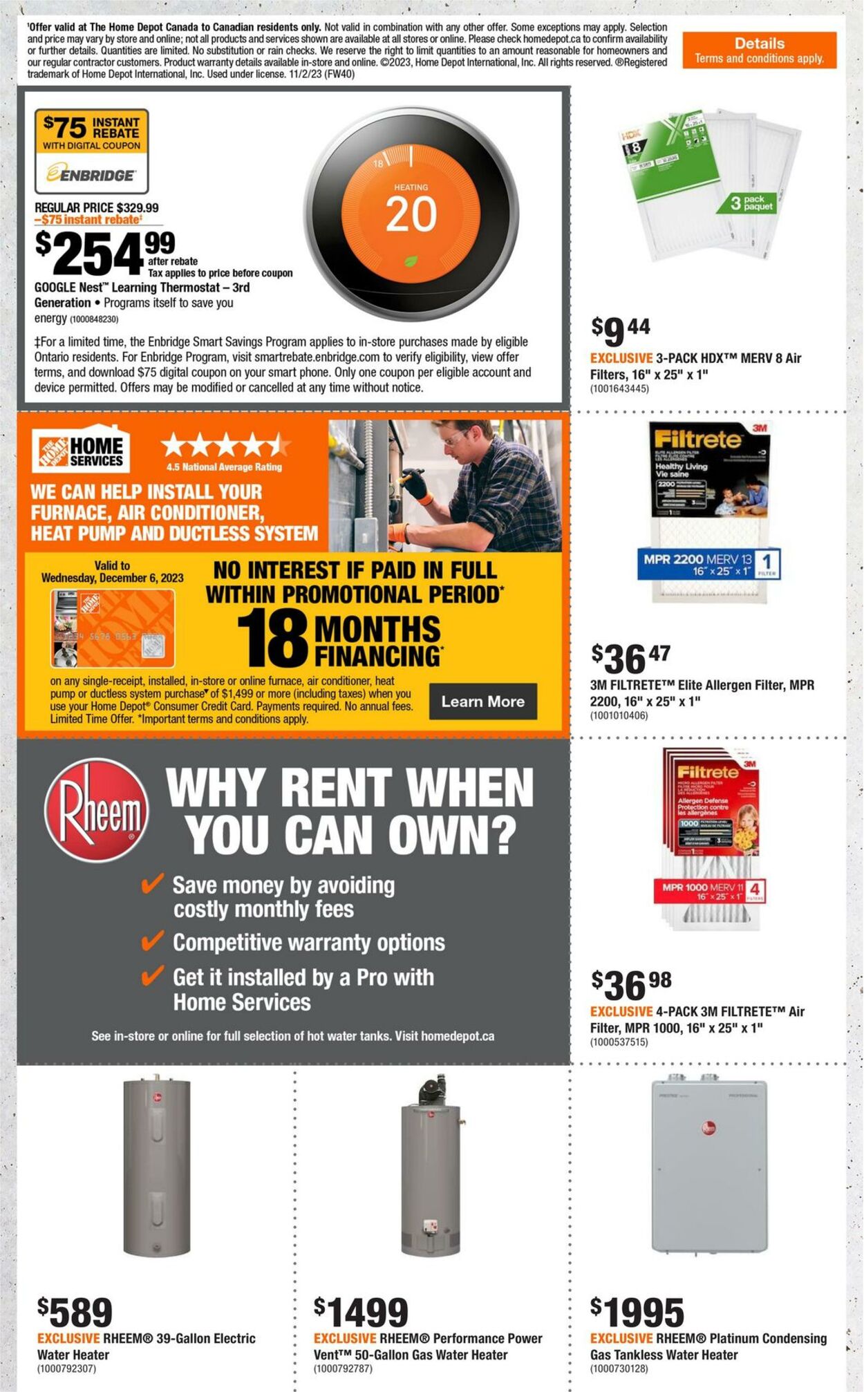 Home Depot Flyer from 11/02/2023