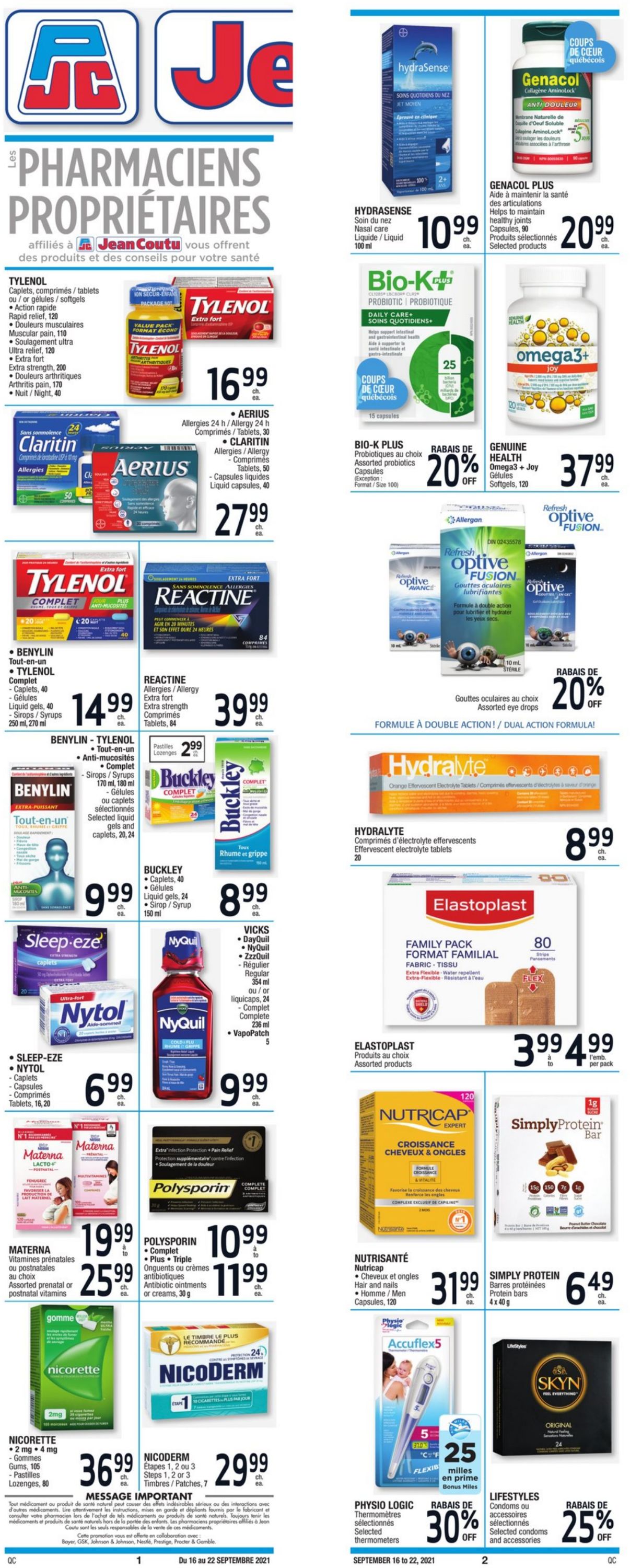 Jean Coutu Flyer from 09/16/2021