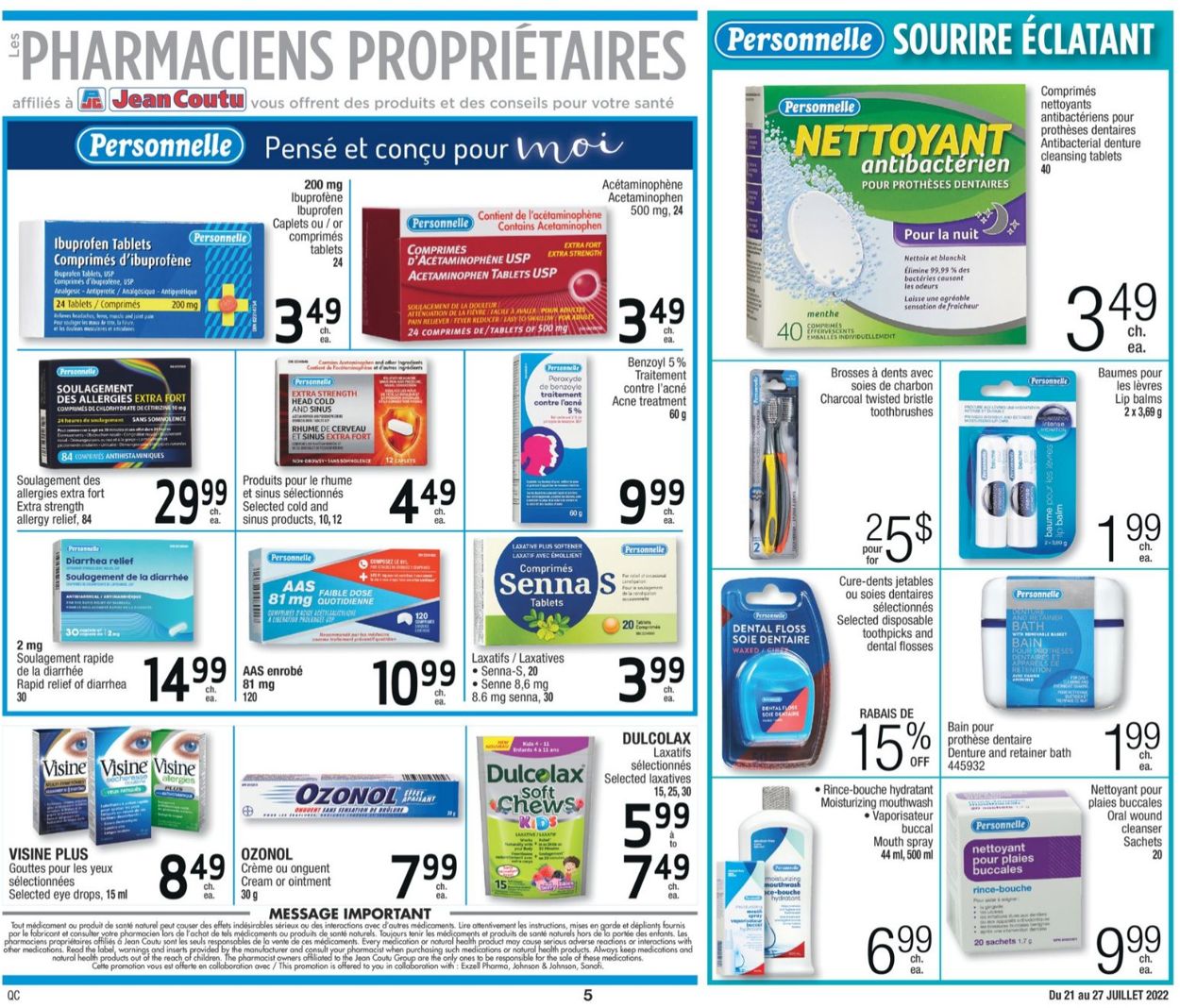 Jean Coutu Flyer from 07/21/2022