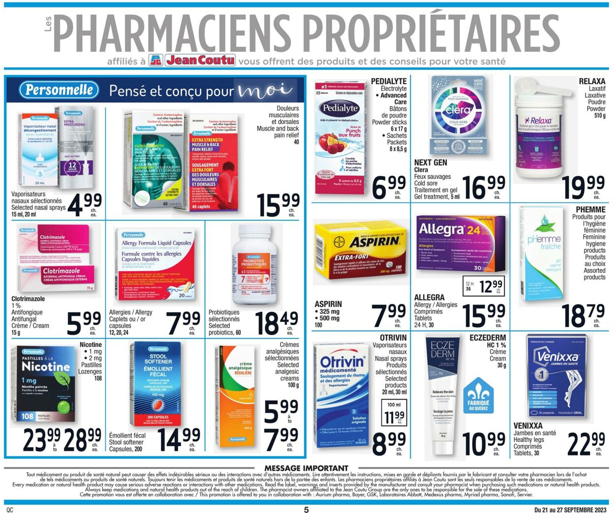 Jean Coutu Flyer from 09/21/2023