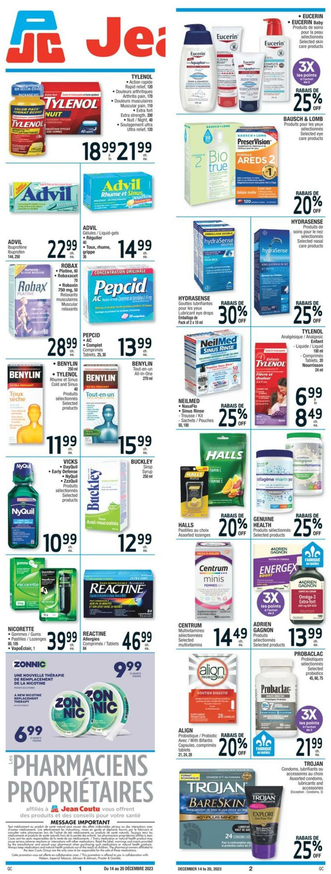 Jean Coutu Flyer from 12/14/2023