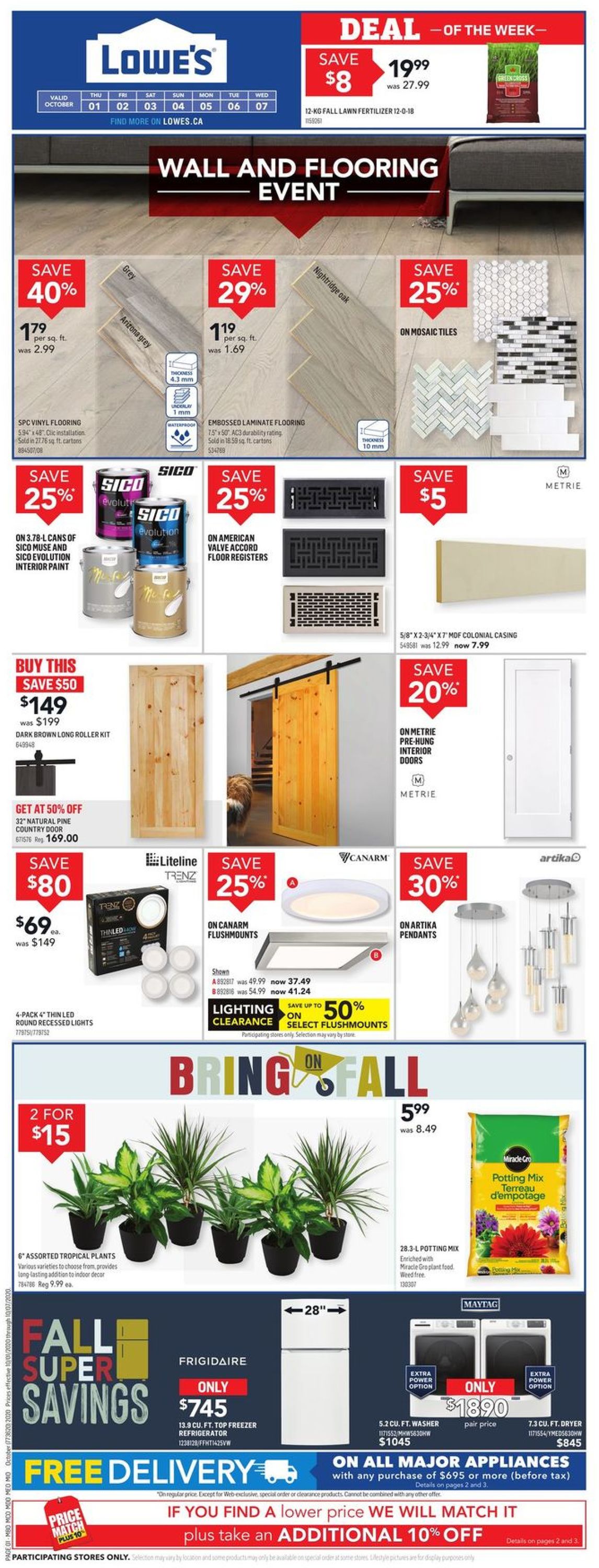 Lowes Flyer from 10/01/2020
