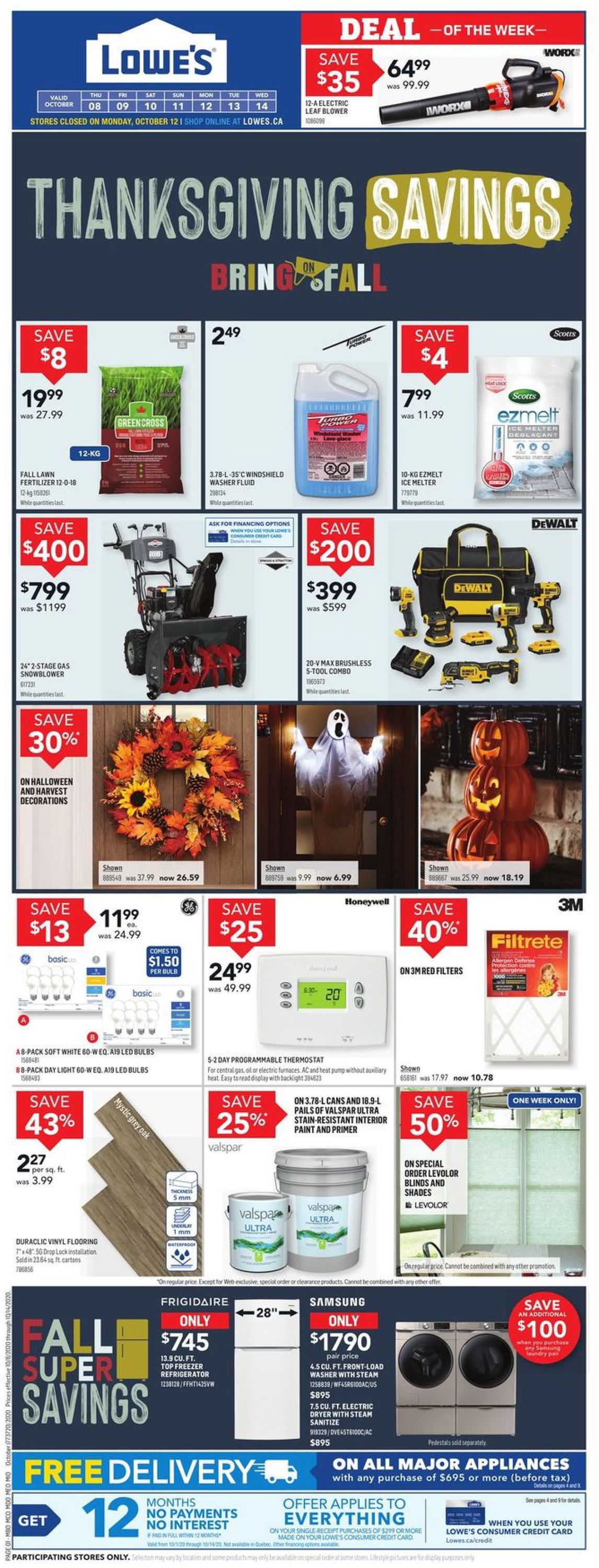 Lowes Flyer from 10/08/2020