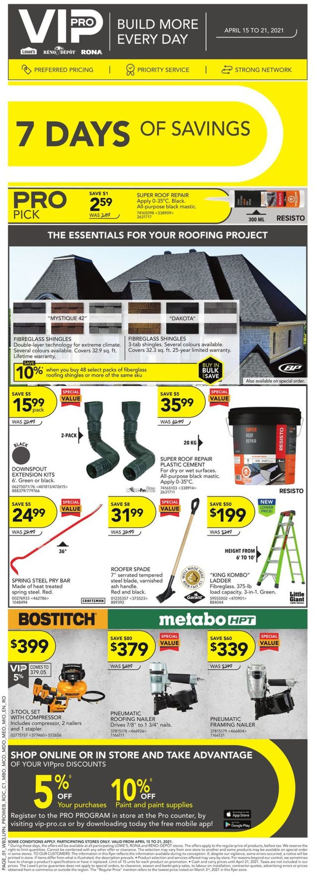 Lowes Flyer from 04/15/2021