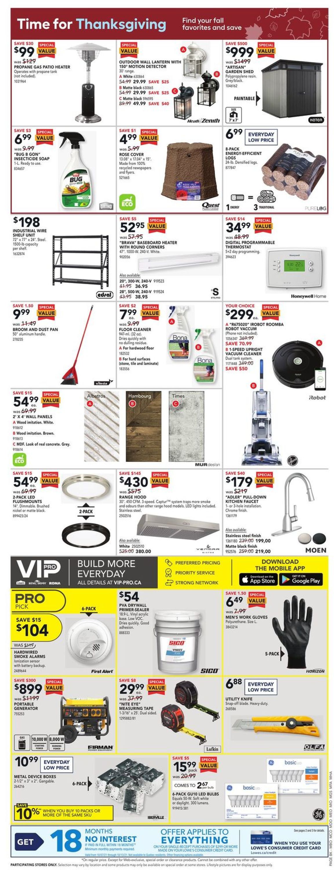Lowes Flyer from 10/07/2021