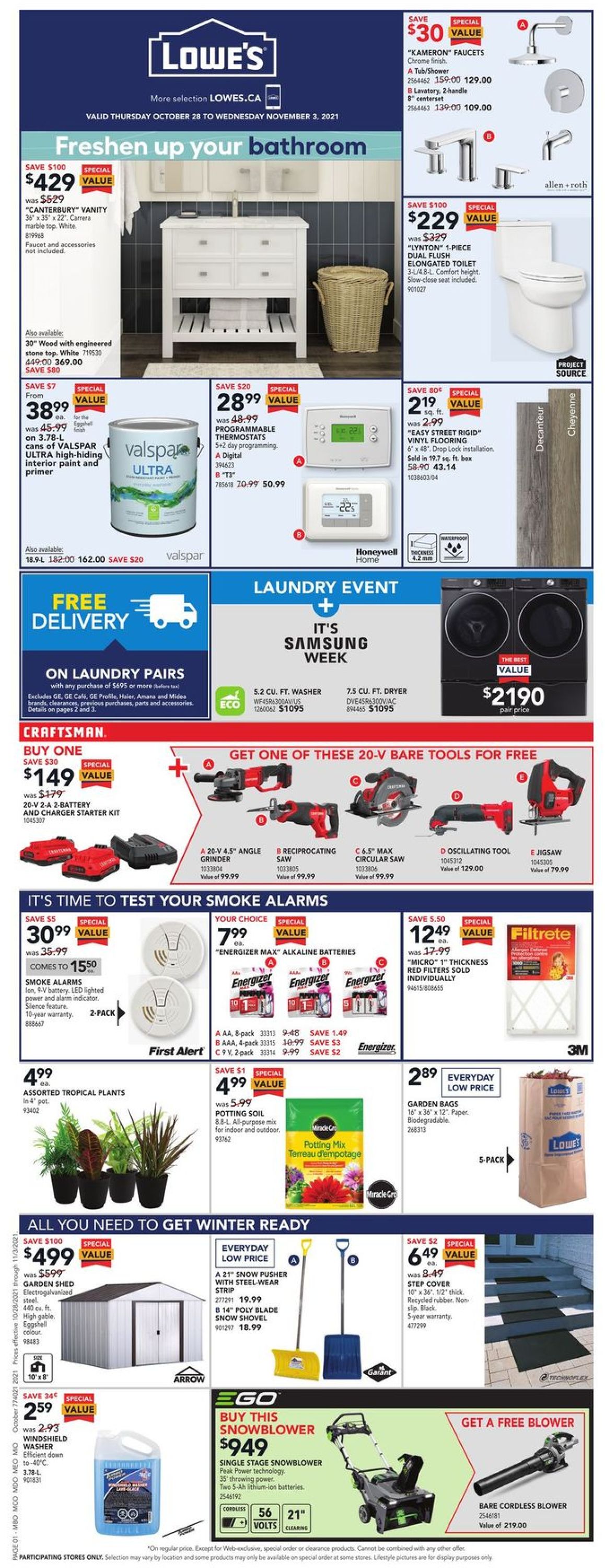 Lowes Flyer from 10/28/2021