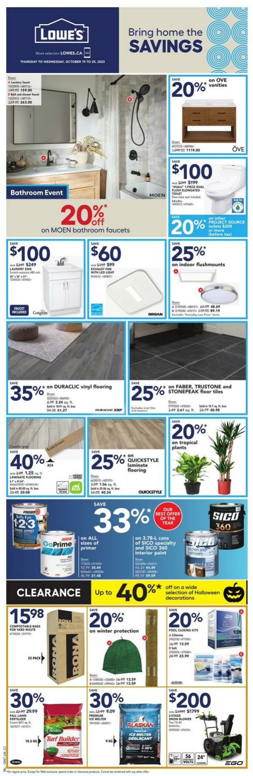 Lowes Flyer from 10/19/2023