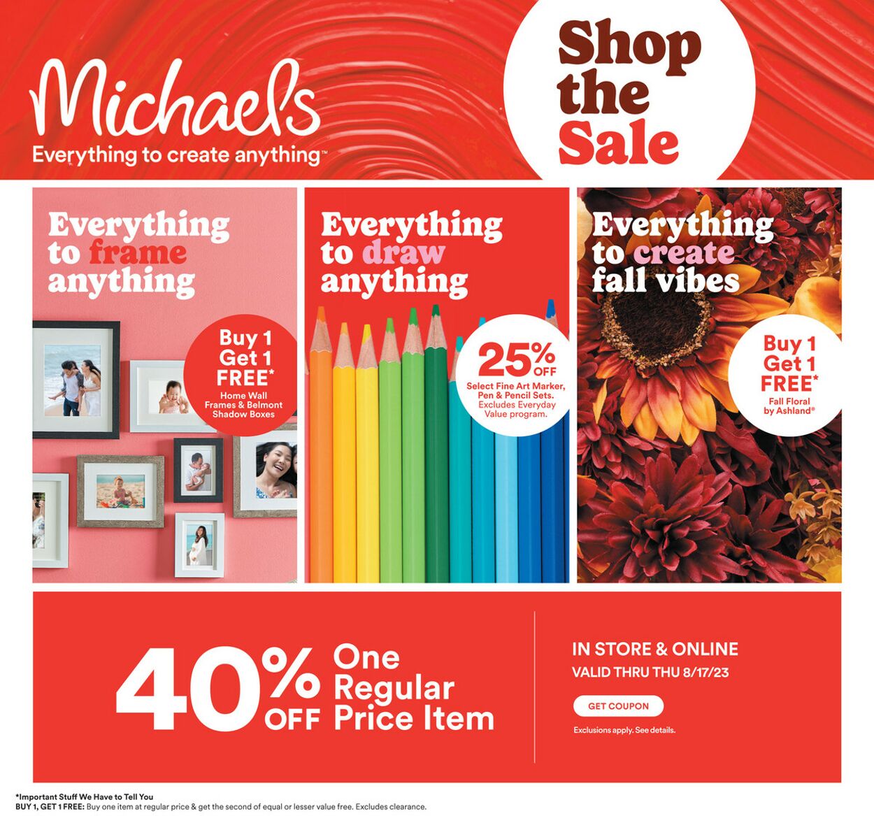 Michaels Flyer from 08/11/2023
