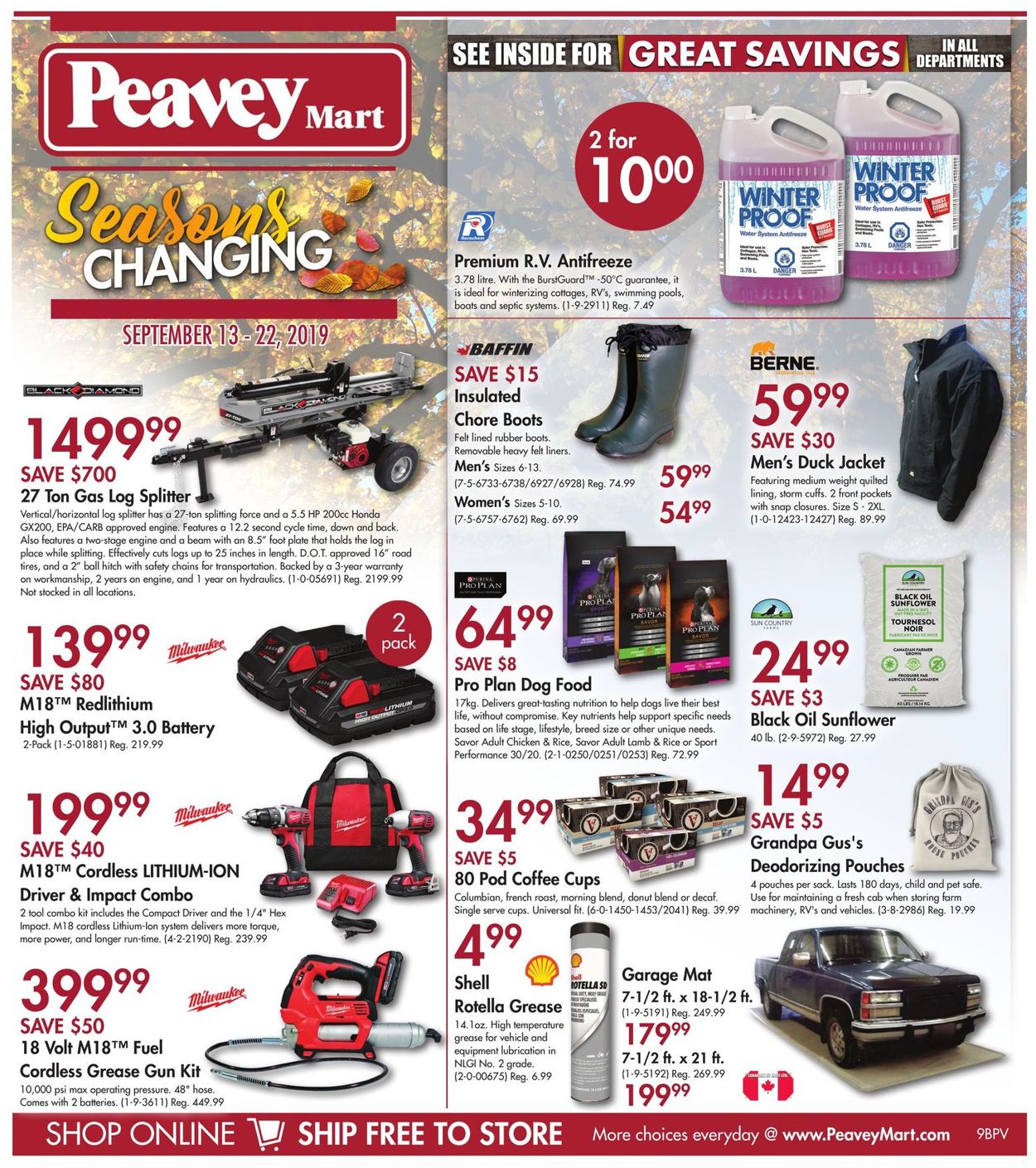 Peavey Mart Flyer from 09/13/2019
