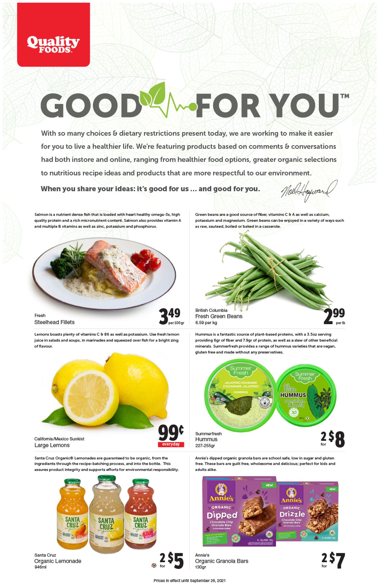 Quality Foods Flyer from 09/13/2021