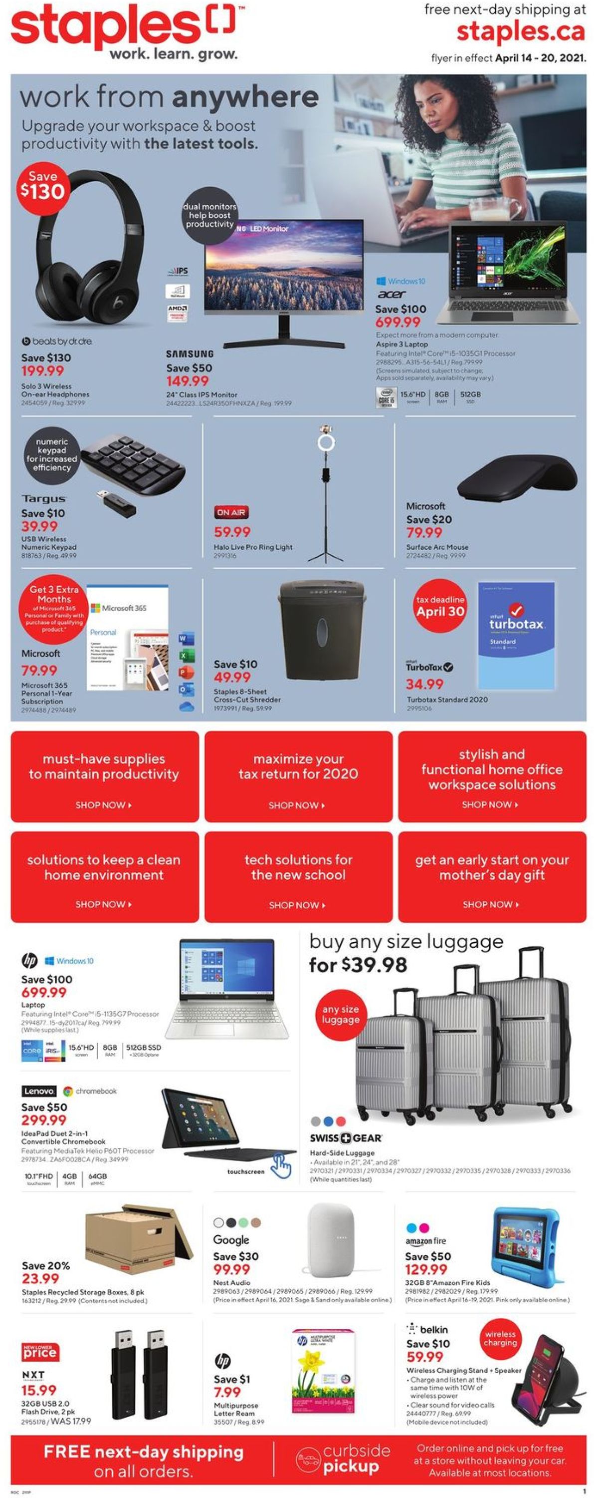 Staples Flyer from 04/14/2021