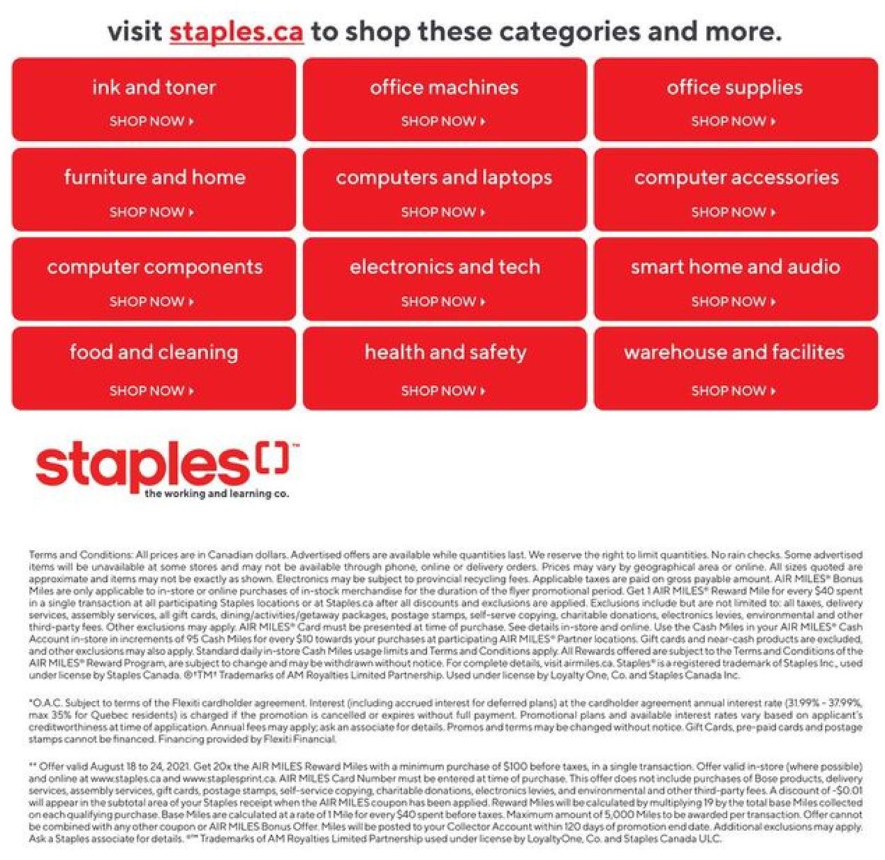 Staples Flyer from 08/18/2021