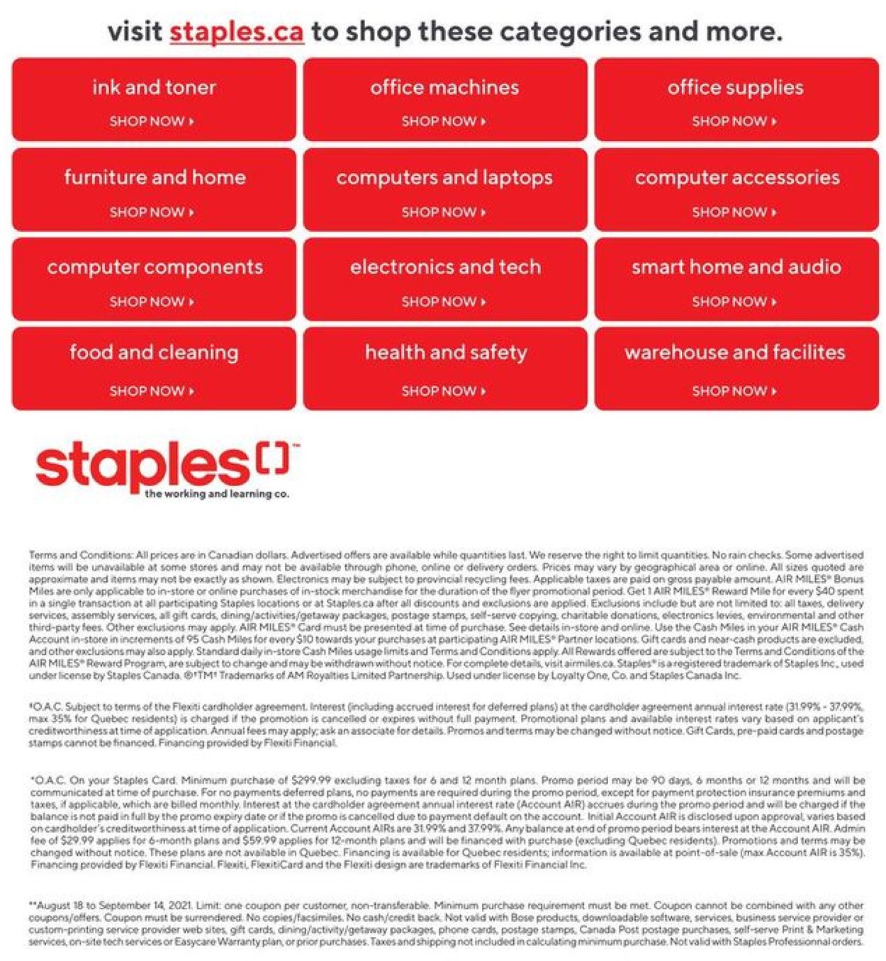 Staples Flyer from 08/25/2021