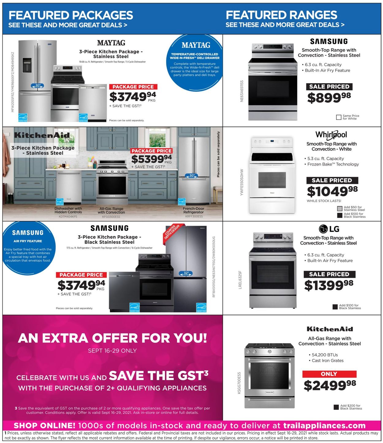 Trail Appliances Flyer from 09/16/2021