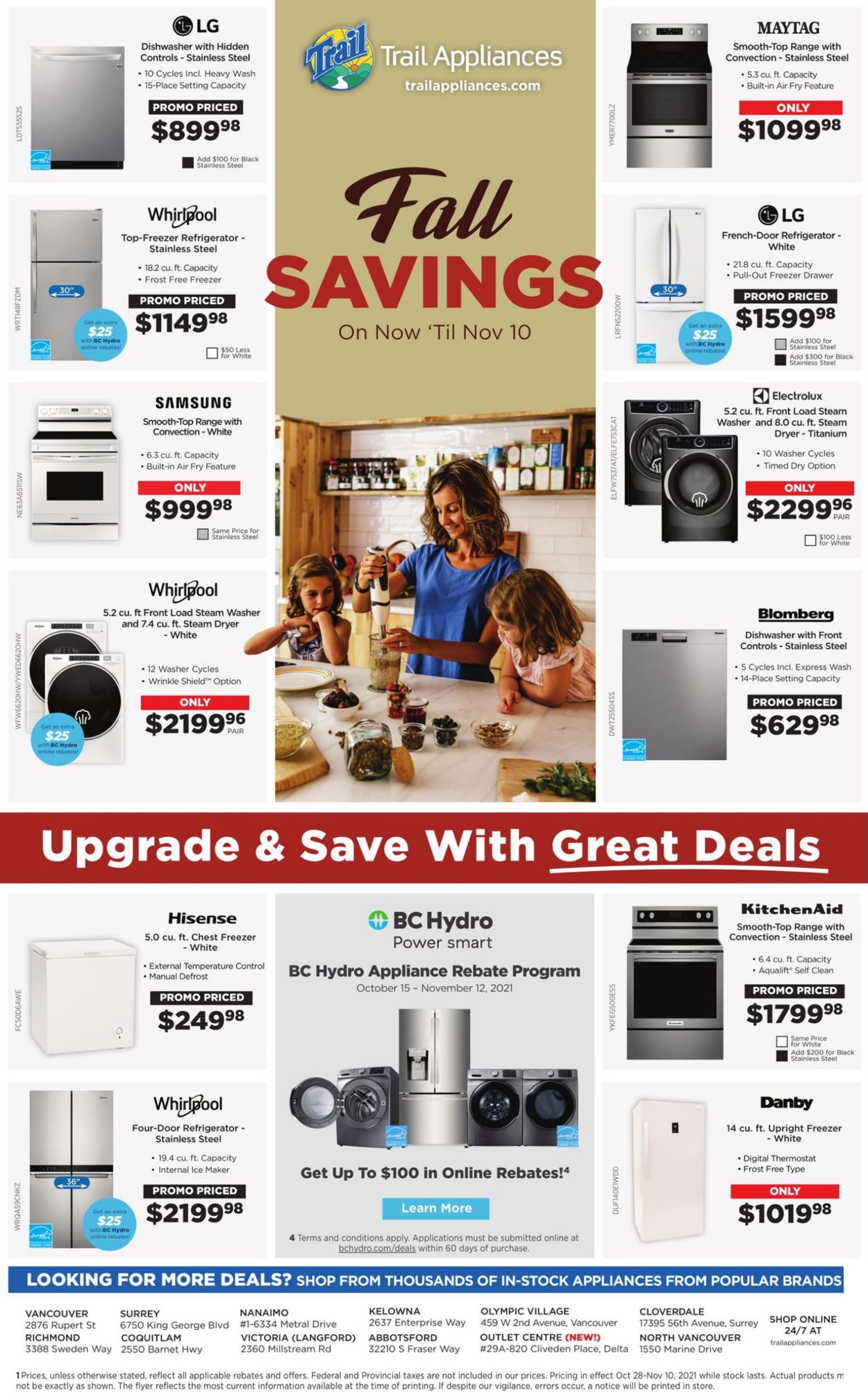 Trail Appliances Flyer from 10/28/2021