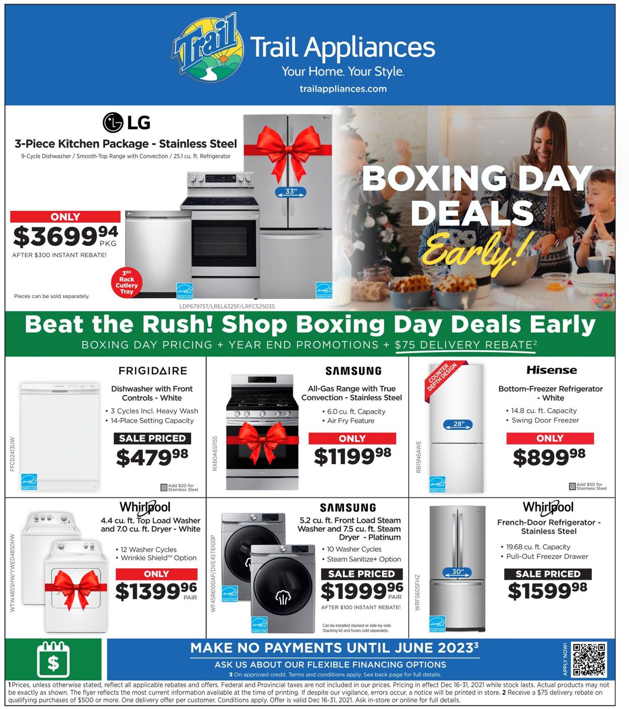 Trail Appliances Flyer from 12/16/2021