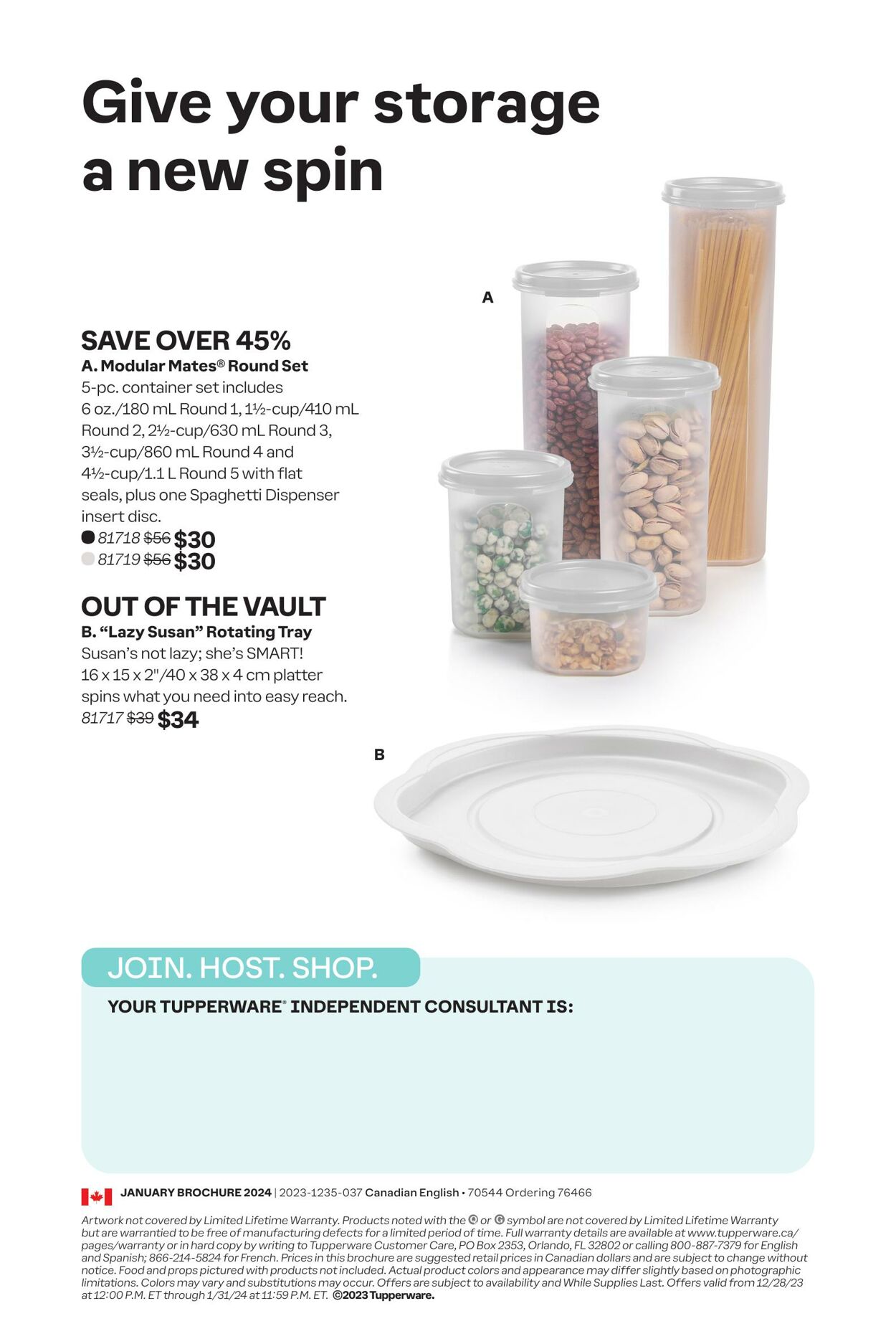 Tupperware Flyer from 12/28/2023