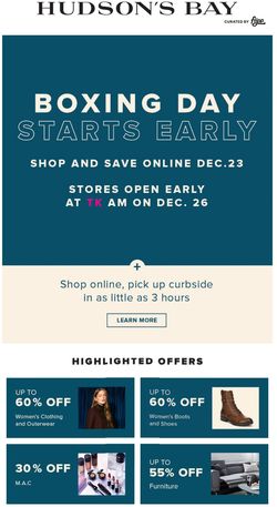 Catalogue Hudson's Bay - Boxing Day from 12/23/2020