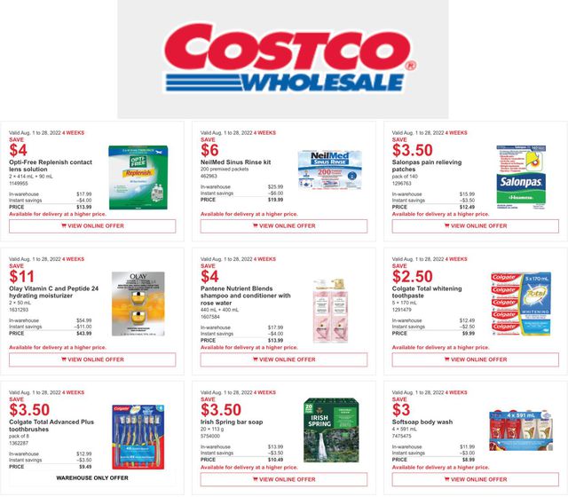 Costco Flyer from 08/01/2022