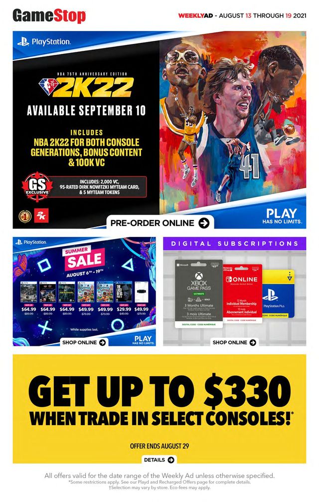 EB Games Flyer from 08/13/2021