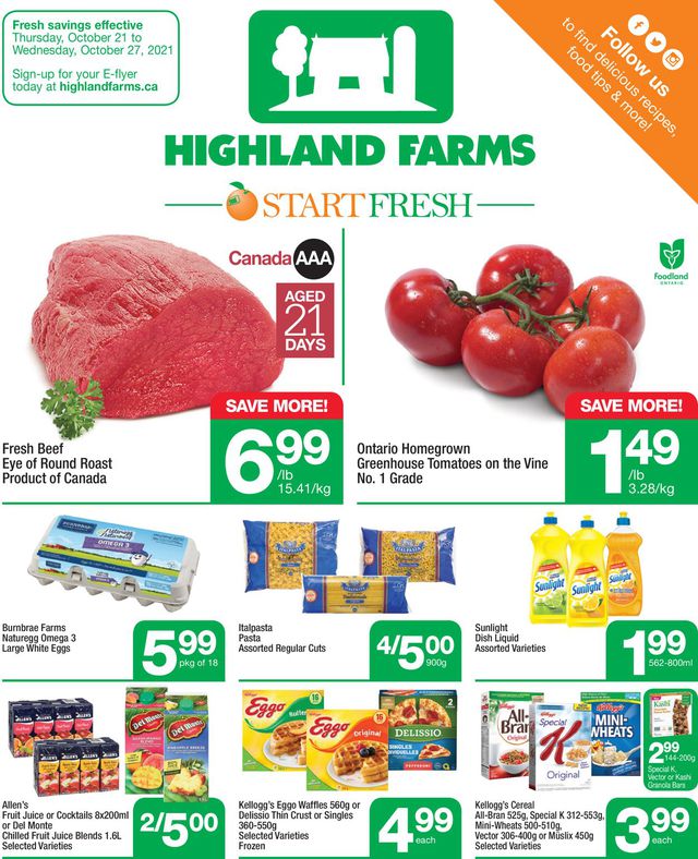 Highland Farms Flyer from 10/21/2021