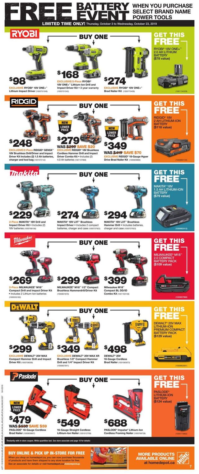 Home Depot Flyer from 10/03/2019