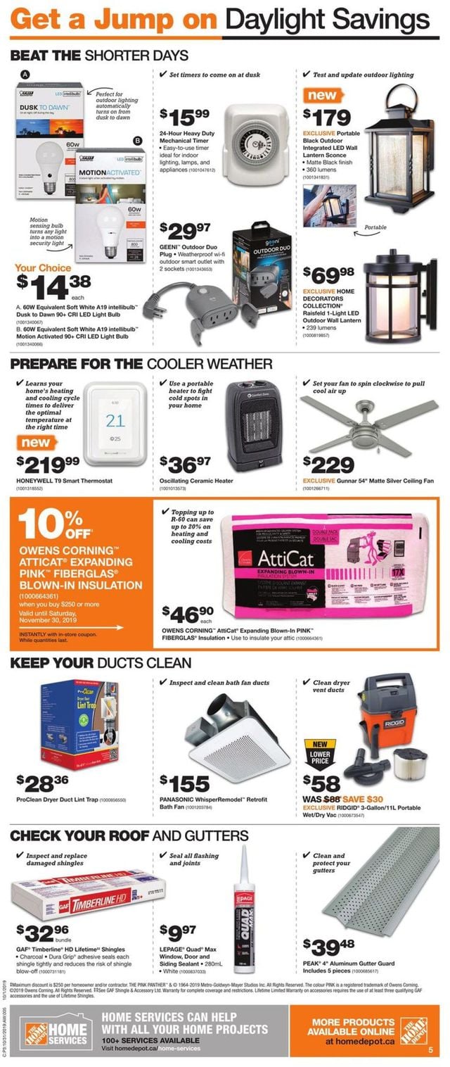 Home Depot Flyer from 10/31/2019