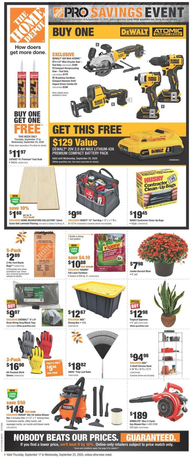 Home Depot Flyer from 09/17/2020