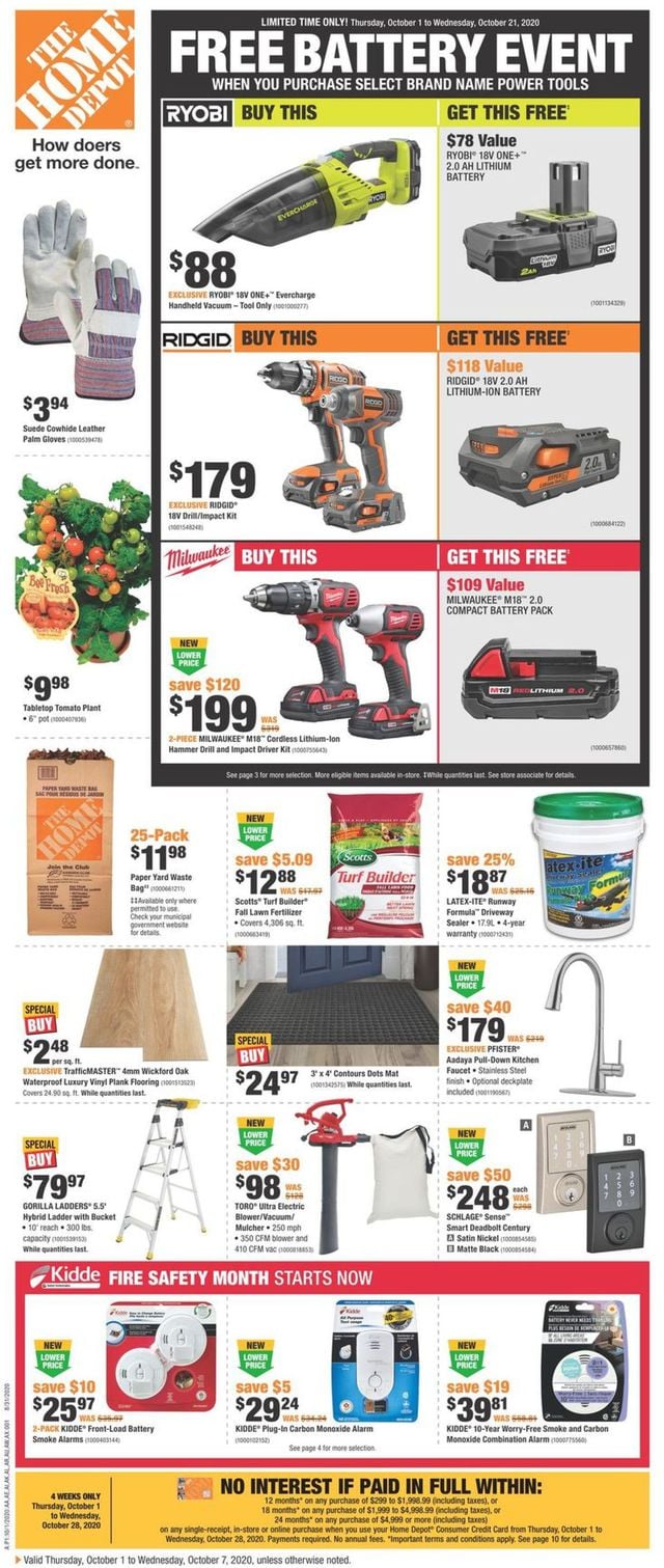 Home Depot Flyer from 10/01/2020