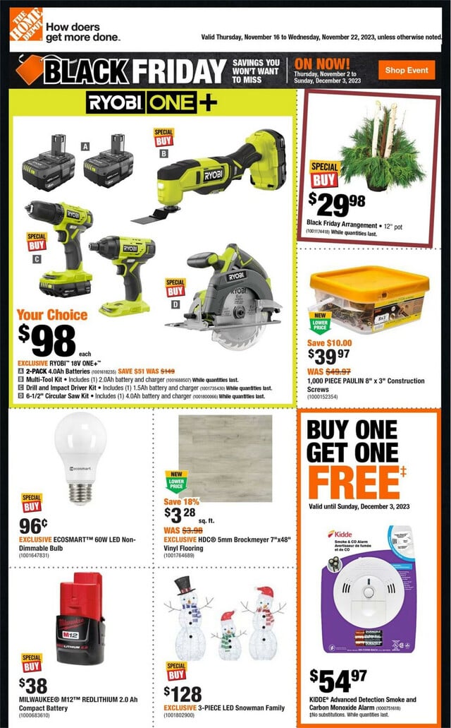 Home Depot Flyer from 11/16/2023