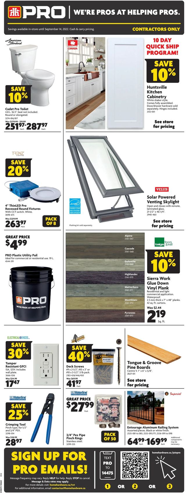 Home Hardware Flyer from 09/01/2022