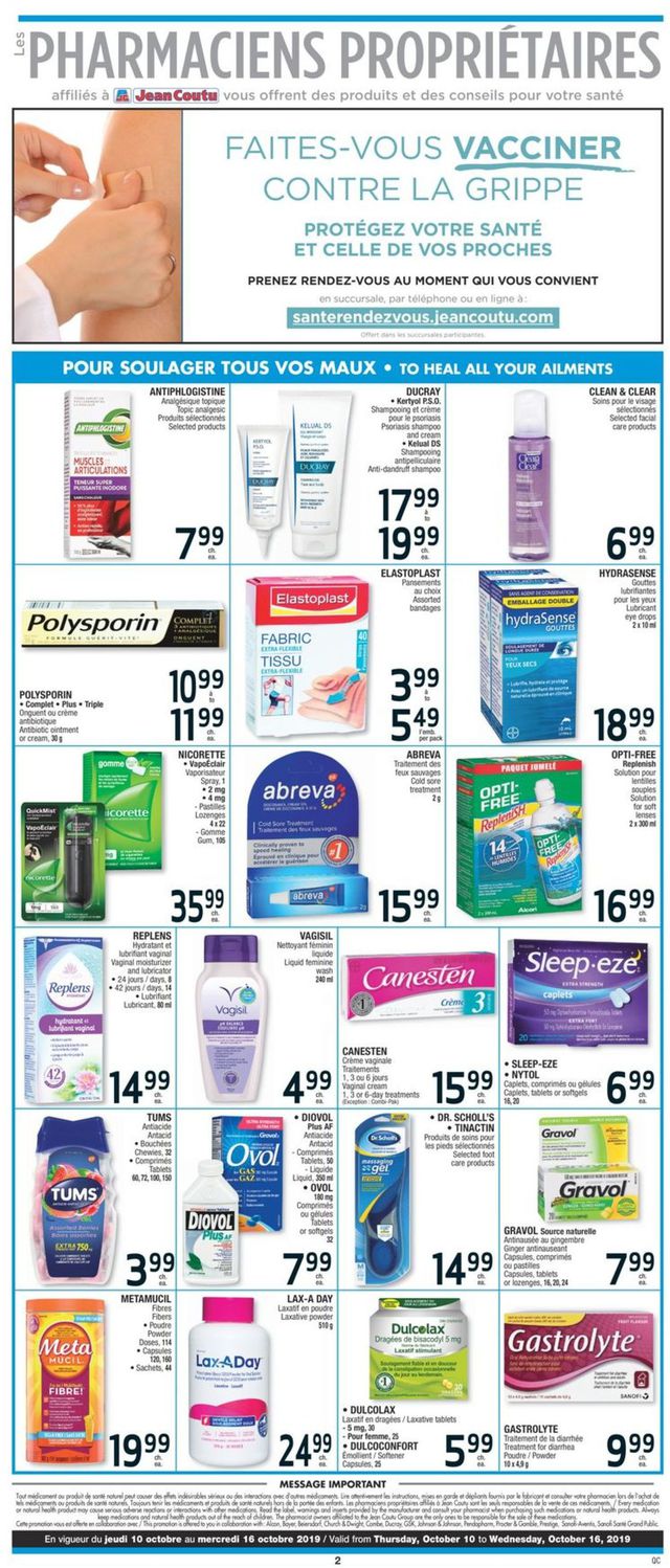 Jean Coutu Flyer from 10/10/2019