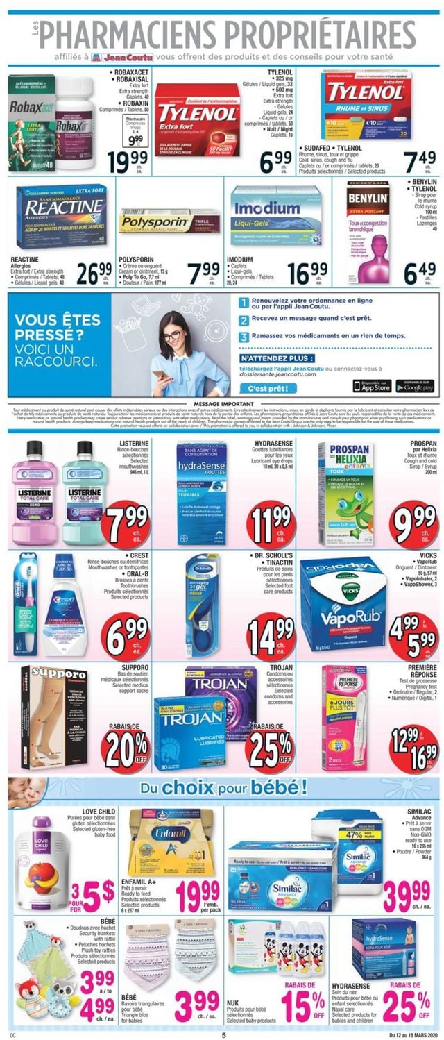 Jean Coutu Flyer from 03/12/2020