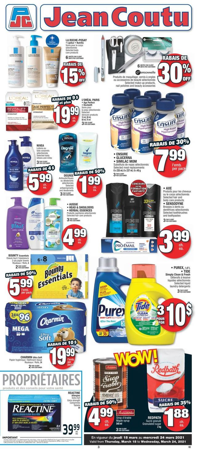 Jean Coutu Flyer from 03/18/2021