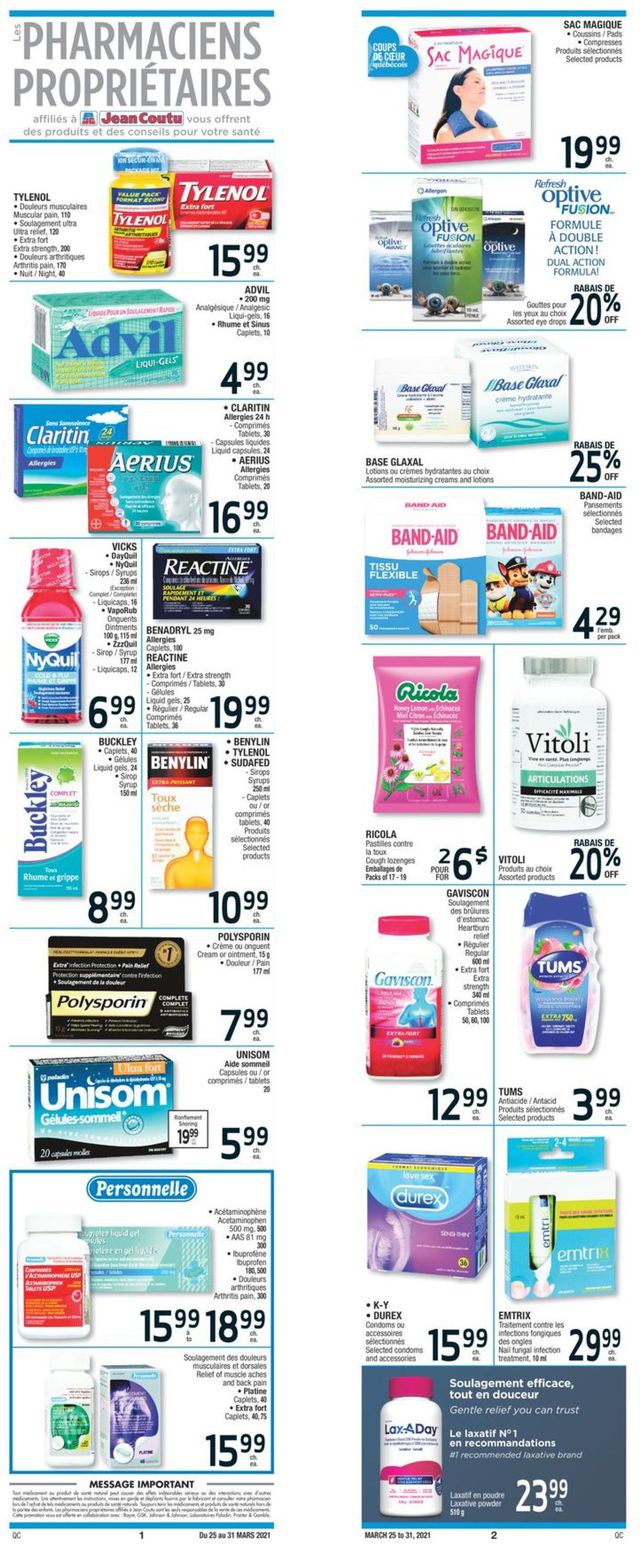 Jean Coutu Flyer from 03/25/2021