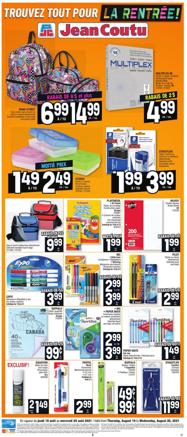 Jean Coutu Flyer from 08/19/2021